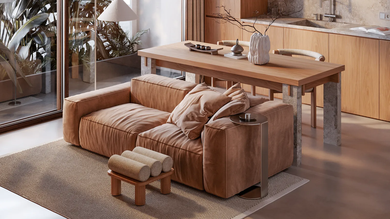 Living room with dining area